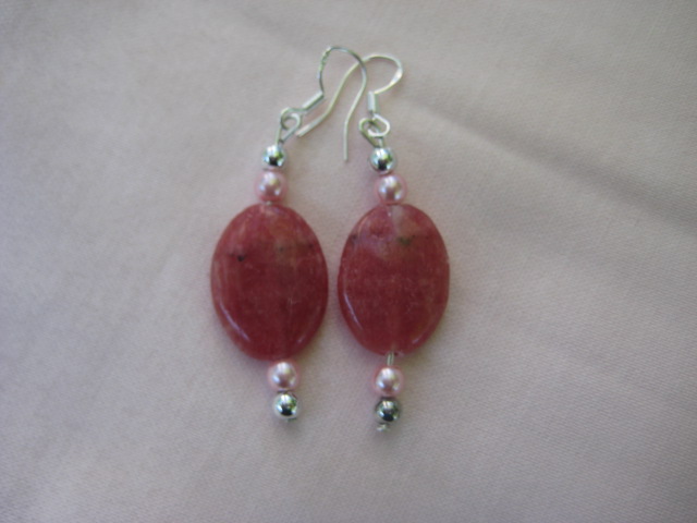 Rhodochrosite Earrings (made in Austin, TX) recovery of lost memories and forgotten gifts 3466